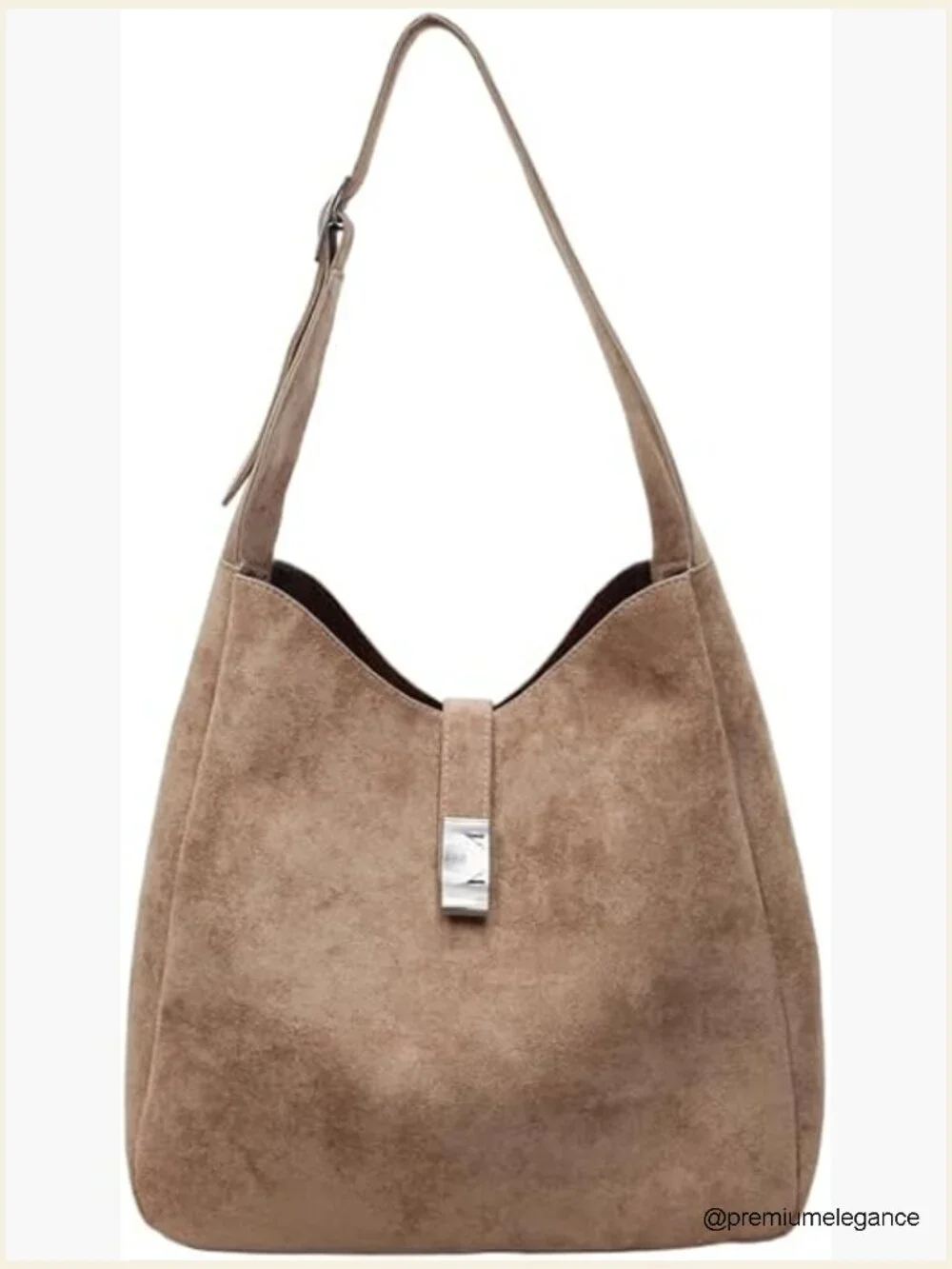 Vintage Suede Slouchy Hobo Shoulder Bag with Pouch Retro Purse